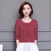 JXG-宽松重磅仿真丝上衣春秋新款大码七分袖t恤女纯色打底衫妈妈装 商品缩略图3