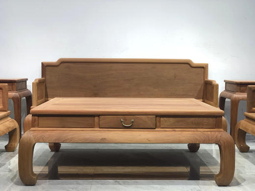 红桥红  家具严选  缅甸花梨（大果紫檀）【弯腿 三围攒框素板 223沙发 六件套】 商品图6