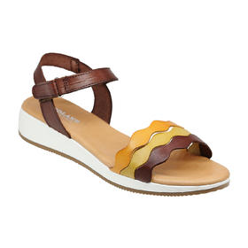 断码特价35码——西班牙原产优雅超舒适女士皮凉鞋N1225-棕色/黄色/橙色