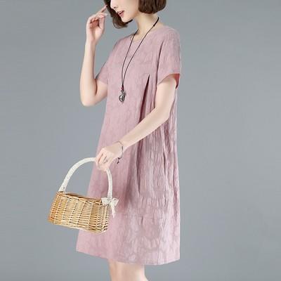 RS2 纯棉连衣裙2021年新款小个子夏季休闲棉绸裙中年妈妈夏天裙子夏 商品图4