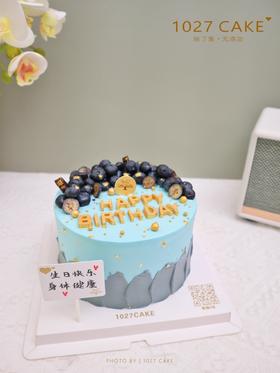 1027CAKE  |  灰金搭配 蓝莓装饰蛋糕