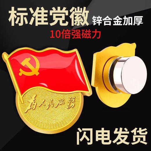 新版标准型党徽别针磁铁胸章 商品图0