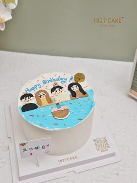 1027CAKE |  手绘蛋糕 四人手绘 朋友 家人