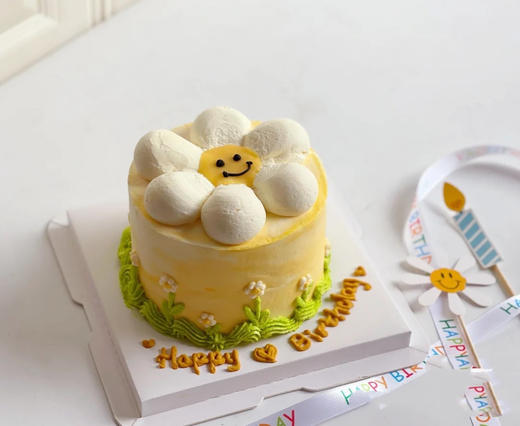 网红小花朵笑脸奶油蛋糕，提前24小时预定 商品图1