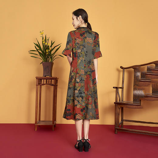 上海旗袍厂XT-CT20-316简约一件潮流女式连衣裙 桑蚕丝香云纱连衣裙女 新款潮A字裙 商品图2