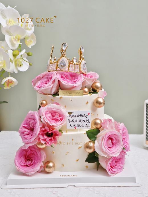 1027CAKE | 双层 鲜花 粉色系 皇冠 商品图0