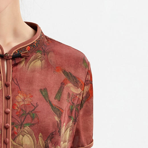 上海旗袍厂XT-21013-2贵夫人香云纱连衣裙女2021年夏品牌重磅杭州真丝桑蚕丝旗袍裙 商品图1