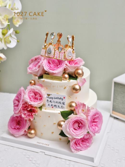 1027CAKE | 双层 鲜花 粉色系 皇冠 商品图1