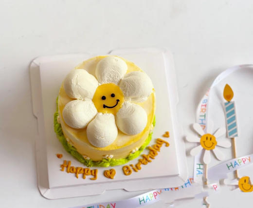 网红小花朵笑脸奶油蛋糕，提前24小时预定 商品图0