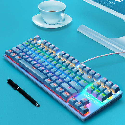 【机械键盘】裂纹K550朋克机械键盘 USB有线青轴87键游戏电竞办公电脑机械键盘 商品图0