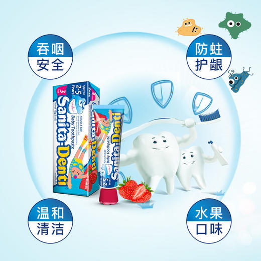 【sanita-denti莎卡】无氟可吞咽防蛀75g 婴幼儿果味牙膏2-5岁 商品图1