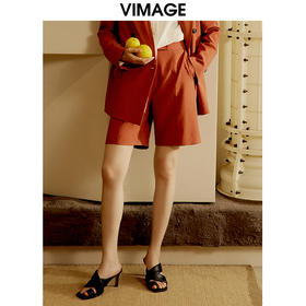 VIMAGE纬漫纪秋季新款通勤百搭西装显瘦纯色简约A版短裤女裤V1605201