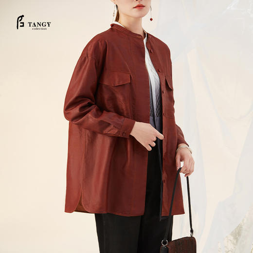 TANGY Collection天意精品2021年秋冬新品手工植物染真丝半莨衬衫 商品图0