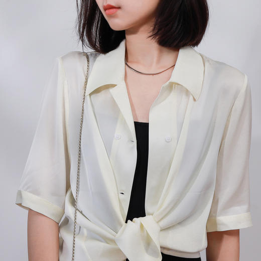 菜菜家真丝短袖衬衫|大牌同厂，软滑亲肤，显瘦藏肉，双排扣设计|轻软有筋骨的衬衫 商品图1