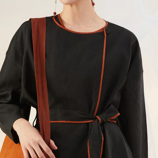 TANGY Collection天意精品2021年秋冬新品蚕丝撞色包边莨绸外套 商品图3