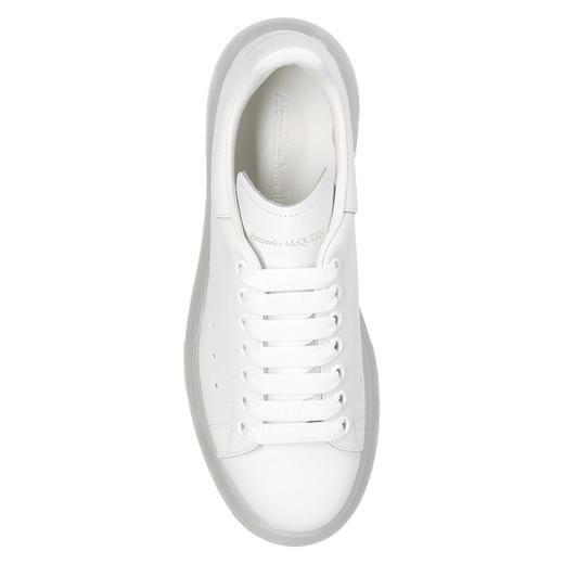 ALEXANDER MCQUEEN 亚历山大·麦昆 女士白色牛皮透明橡胶底阔型休闲鞋 白尾 611698 WHX98 9000 商品图1