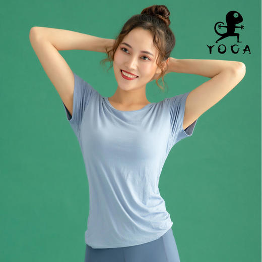 【现货秒发】壁虎瑜伽【2107SY055】舒适亲肤T恤（有胸垫） 商品图5
