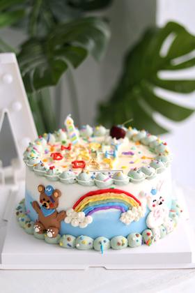 【生日蛋糕】彩虹小兔子小熊款