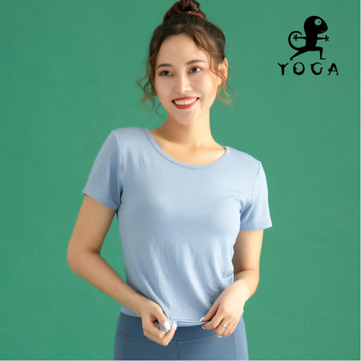 【现货秒发】壁虎瑜伽【2107SY055】舒适亲肤T恤（有胸垫） 商品图4