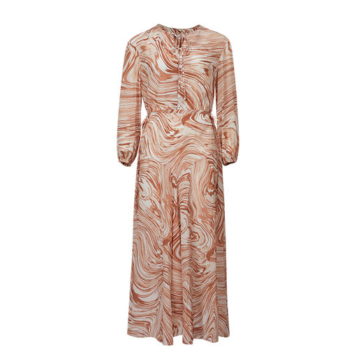 VIMAGE/纬漫纪新款秋季V领系带松紧袖口落肩式印花连衣裙女V1607241 商品图4