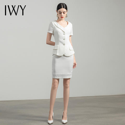 IWY/白色职业套装女时尚气质修身休闲西装高端通勤正装工作服CS0371 商品图2