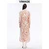 VIMAGE/纬漫纪新款秋季V领系带松紧袖口落肩式印花连衣裙女V1607241 商品缩略图3