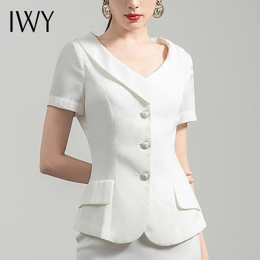 IWY/白色职业套装女时尚气质修身休闲西装高端通勤正装工作服CS0371 商品图4