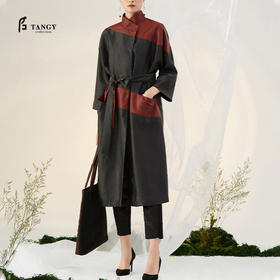 TANGY Collection天意精品2021年秋冬新品真丝拼撞复古莨绸外套