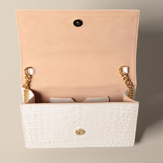 ALEXANDER MCQUEEN 亚历山大·麦昆 女士小号鳄鱼压纹皮革斜挎单肩骷髅包 白色 613088 1HB0G 9006 商品图2