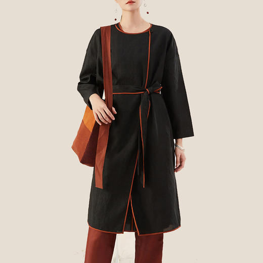 TANGY Collection天意精品2021年秋冬新品蚕丝撞色包边莨绸外套 商品图4