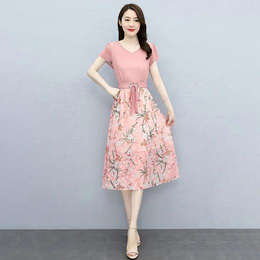 HR- WM21079 2021夏季新款时尚优雅气质腰部系带收腰显瘦修身连衣裙 商品图1