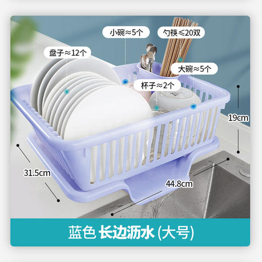 日本进口sanko厨房沥水篮家用塑料沥碗架碗碟收纳架碗筷收纳 WHJC 商品图4