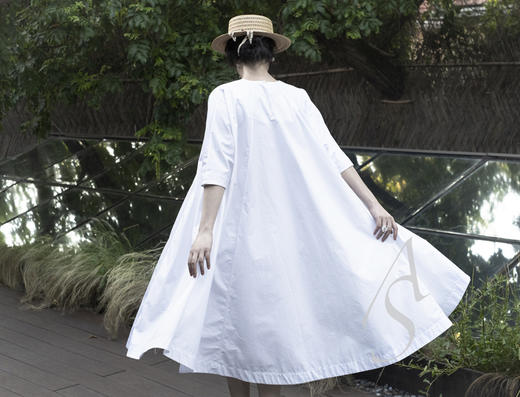 Casey Casey  白色中袖连衣裙 商品图2