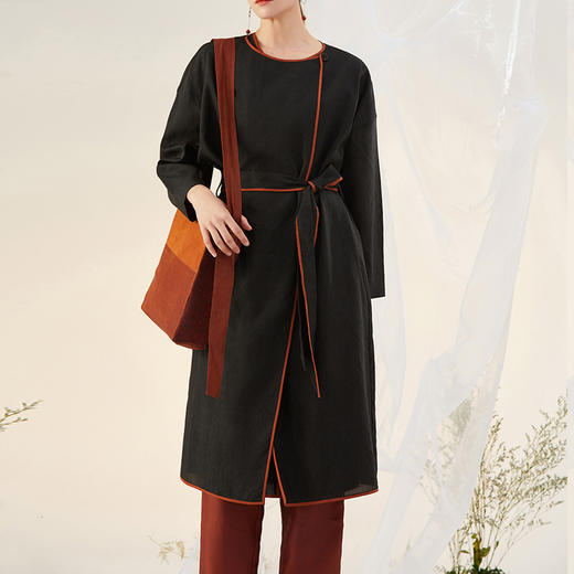 TANGY Collection天意精品2021年秋冬新品蚕丝撞色包边莨绸外套 商品图1