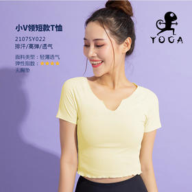 【现货秒发】壁虎瑜伽【2107SY022】小V领短袖T恤（无胸垫）