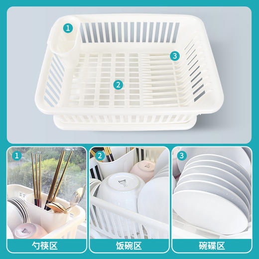 日本进口sanko厨房沥水篮家用塑料沥碗架碗碟收纳架碗筷收纳 WHJC 商品图3