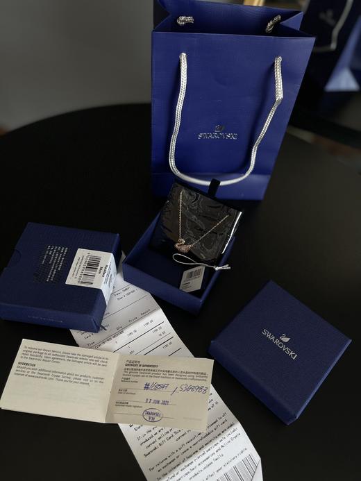 施华洛世奇天鹅玫瑰金水晶锁骨项链 商品图10