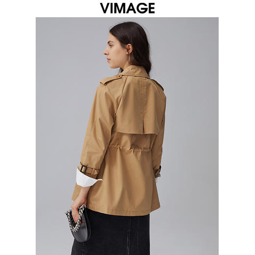 VIMAGE纬漫纪女装秋季新款帅气翻领经典百搭收腰显瘦风衣外套VC2004004 商品图4