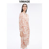 VIMAGE/纬漫纪新款秋季V领不规则裙摆优雅气质印花连衣裙薄V1607242 商品缩略图2