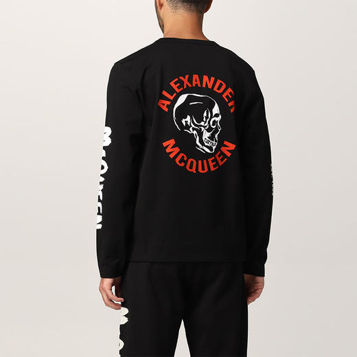 ALEXANDER MCQUEEN 亚历山大·麦昆 男士圆领长袖T恤 黑色 662564 QRZ67 0901 商品图2