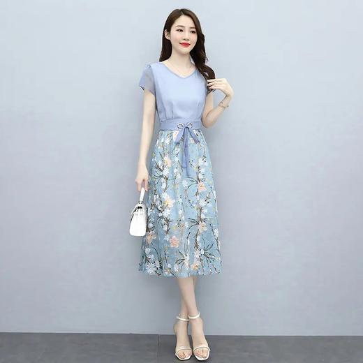 HR- WM21079 2021夏季新款时尚优雅气质腰部系带收腰显瘦修身连衣裙 商品图3