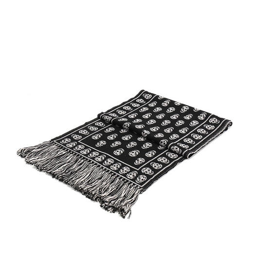 ALEXANDER MCQUEEN 亚历山大.麦昆 中性骷髅头提花羊毛流苏围巾 混色 358351 4200Q 1078 商品图3