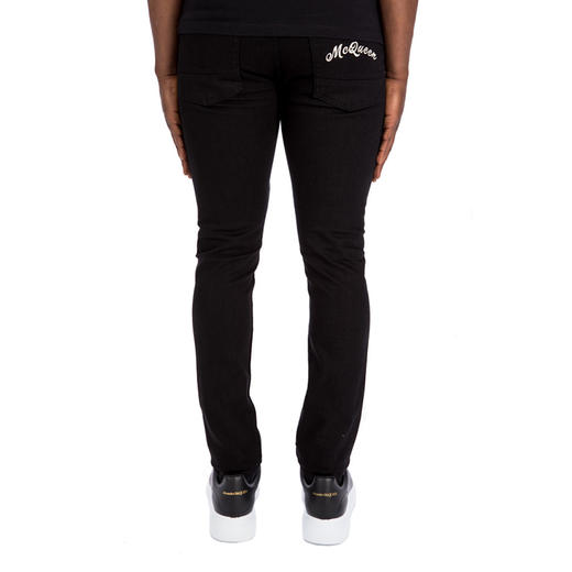 ALEXANDER MCQUEEN 亚历山大·麦昆 男士棉质黑色牛仔裤 625677 QRY49 1000 商品图1