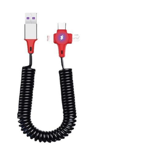 【手机数据线】5A超级快充三合一弹簧数据线适用于苹果12华为安卓手机伸缩充电线 商品图4