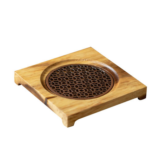 茶香记 南美胡桃木圆形壶承托盘壶托耐热防烫古典素雅茶道零配 商品图4