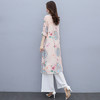 WZNH- WZ2170159 2021年夏装新款时尚简约复古风棉麻连衣裙套装两件套印花连衣裙 商品缩略图1
