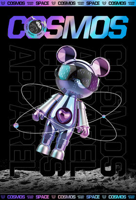 Moschino/莫斯奇诺夏季新款女士太空熊圆领短袖T恤宽松舒适