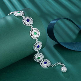 子佩集S990银【望日莲】手链【QFSL006】花丝珐琅彩2107