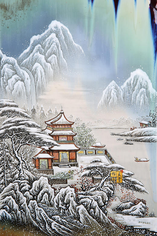 尧娟：双面高温窑变颜色釉镶器【万里江天暮，玉楼深山居】 商品图4