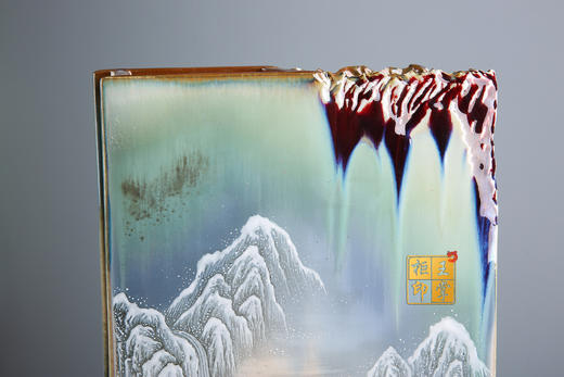 尧娟：双面高温窑变颜色釉镶器【万里江天暮，玉楼深山居】 商品图5